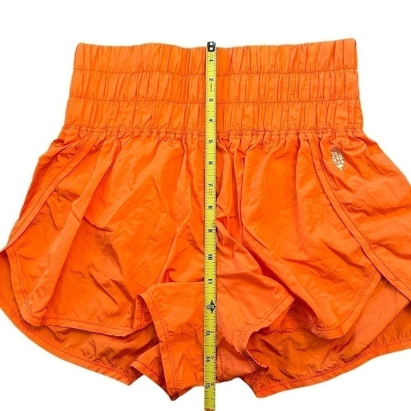 Free People Burning Up Neon Orange High Rise Ruched The Way Home Short Size M - Picture 11 of 15